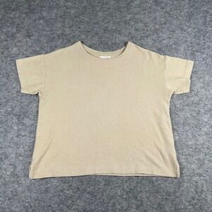 Seed Heritage Top Womens XXS Tan Beige Excellent Short Sleeve Textured Boxy Tee